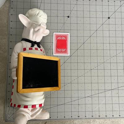 Chef Pig Statue with Chalkboard Menu