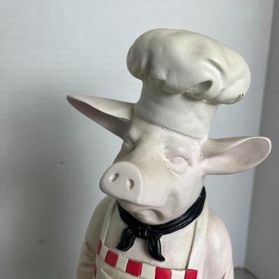 Chef Pig Statue with Chalkboard Menu
