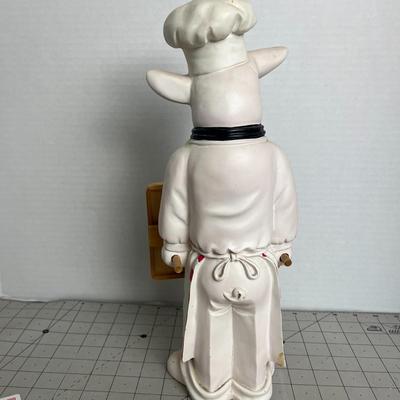 Chef Pig Statue with Chalkboard Menu
