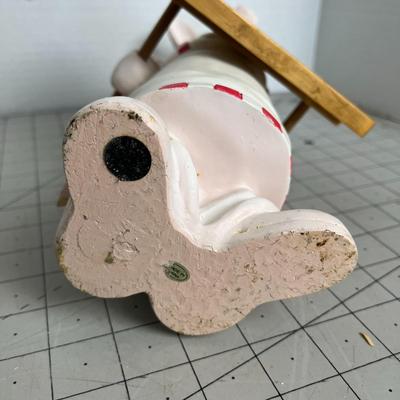 Chef Pig Statue with Chalkboard Menu