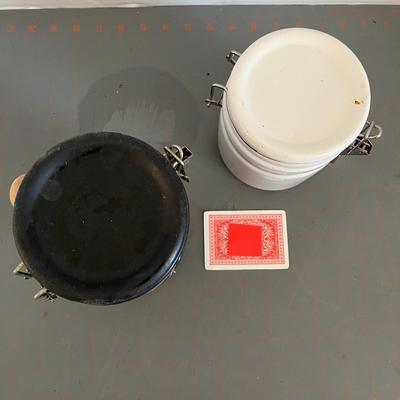 2 Ceramic Canister White & Black