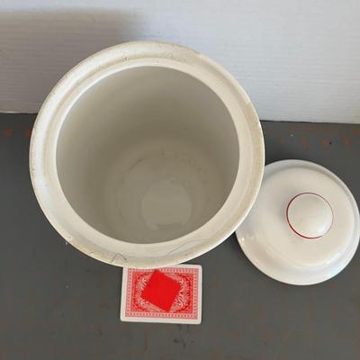 Ceramic Canister - Boy Server & Red, White Cotton Kitchen Linen Set