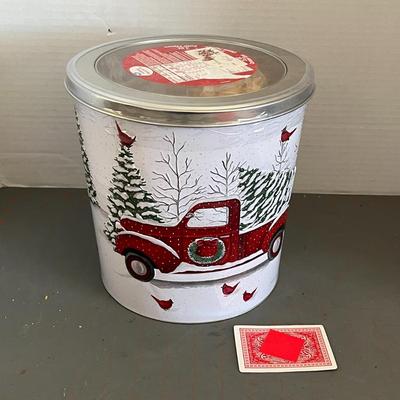 Holiday Farmhouse Truck Tin Canister