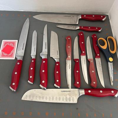 Farberware Red Handle Stainless Steel Knife Set