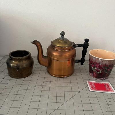 Tea Pot, Painted Planter Pots & Water Pot