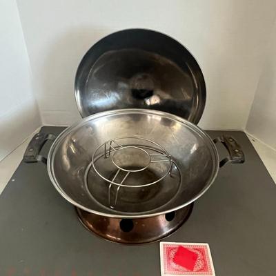 Stainless Steel Wok with Copper Bottom & Lid