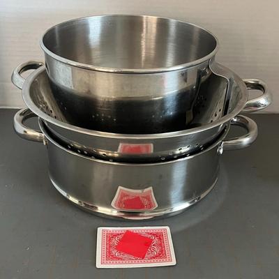 Pedestal Colander with Handles, Stainless Steel Steamer Lattice Small Cage Package & Colander