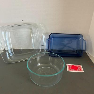 3 Various Shaped Bowls ( 2 Pyrex & 1 Anchor)