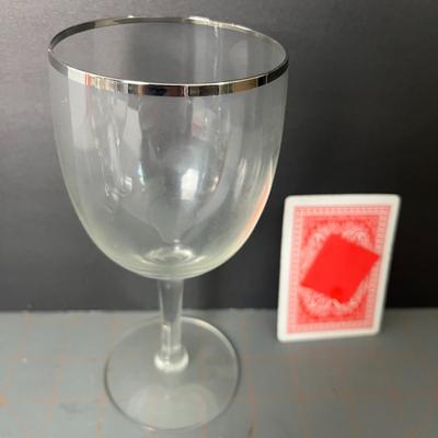 Wine Glasses Silver Rim Crystal - Set of 4