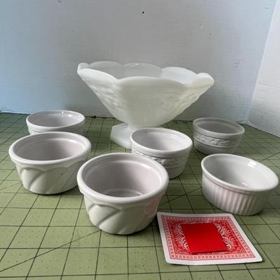 Milk Glass Bowls Set of 7