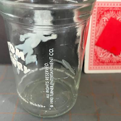 Vintage Oil Jar, Tom & Jerry Glass & "Dare To Care" Quotes Glass