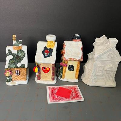 Ceramic House Figurines Set of 4