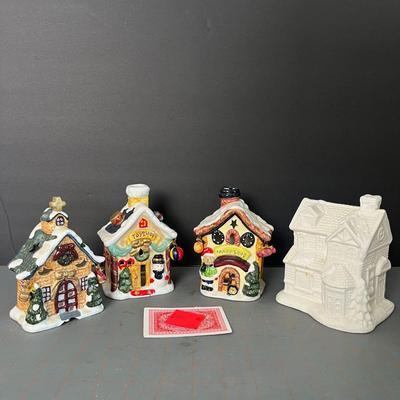 Ceramic House Figurines Set of 4