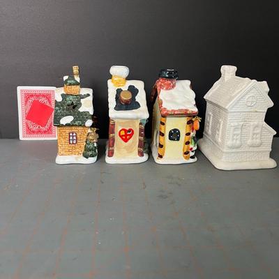 Ceramic House Figurines Set of 4