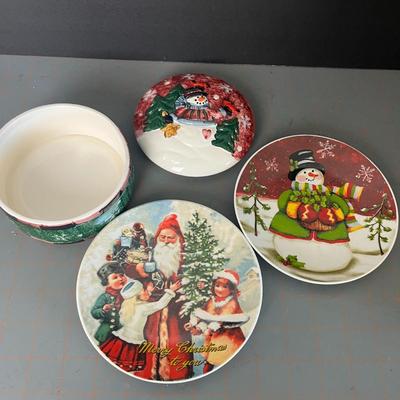 Christmas Dishes and Bowl