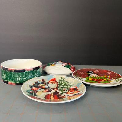 Christmas Dishes and Bowl