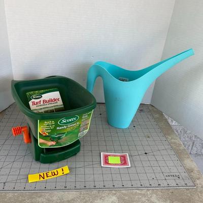 Scotts Turf Builder Hand Held Grass Seed Spreader with Garden Watering Can