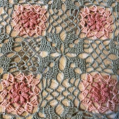 Green and Pink Daisy Crocheted Blanket