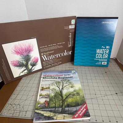 Artist Painting Set: Strathmore Watercolor Paper, Watercolour for the Absolute Beginner, 0.7mm Fine Tip Gel Pens, etc.