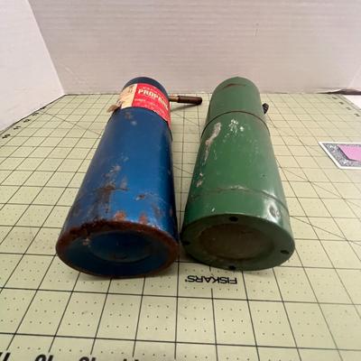 Set of 2 Vintage Propane Fuel Cylinder Cans