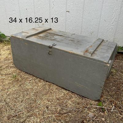 Wooden Painted Trunk/Storage Box - 34 x 16.25 x 13