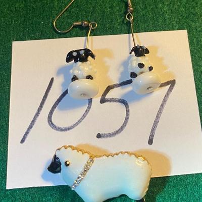 Lamb Pin and Earrings