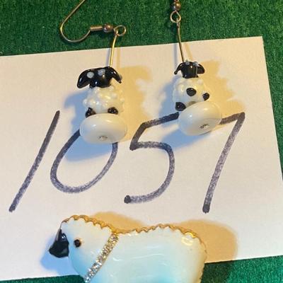 Lamb Pin and Earrings
