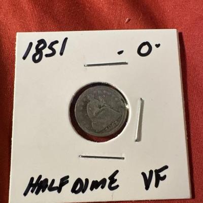 1851 O HALF DIME SEATED LIBERTY VF