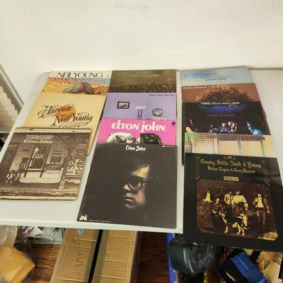 Collection Mixed Record Albums Neil Young, Elton John, Streisand, Crosby Stills Nash & Young