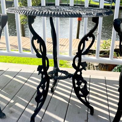 Black Floral Cast Aluminum Three (3) Piece Outdoor Set