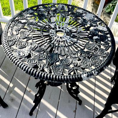 Black Floral Cast Aluminum Three (3) Piece Outdoor Set