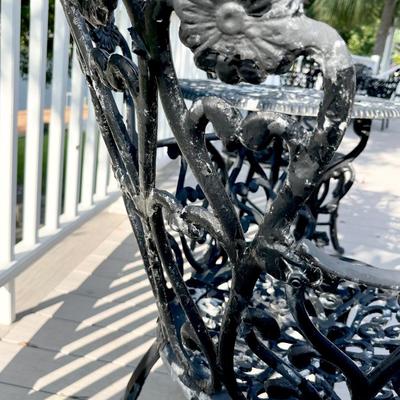 Black Floral Cast Aluminum Three (3) Piece Outdoor Set