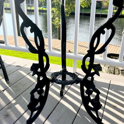 Black Floral Cast Aluminum Three (3) Piece Outdoor Set