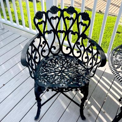 Black Floral Cast Aluminum Three (3) Piece Outdoor Set