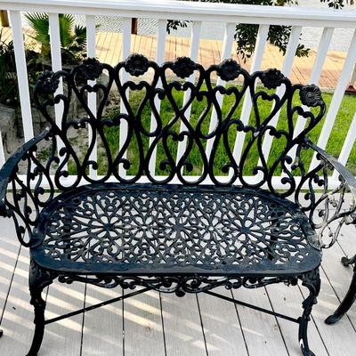 Black Floral Cast Aluminum Four (4) Piece Outdoor Set
