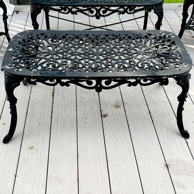 Black Floral Cast Aluminum Four (4) Piece Outdoor Set
