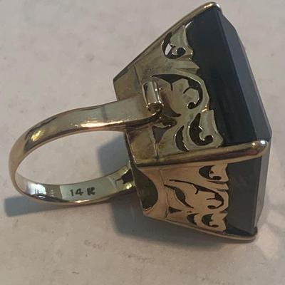14k Evening Ring with Huge Stone