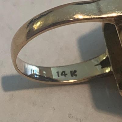 14k Evening Ring with Huge Stone