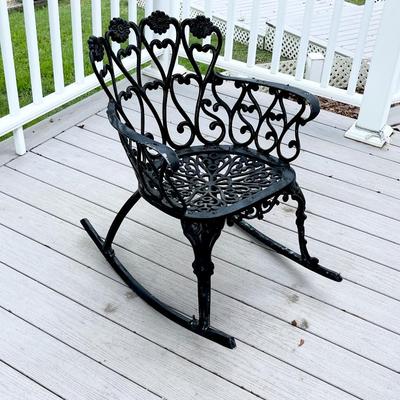 Black Floral Cast Aluminum Rocker