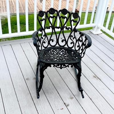 Black Floral Cast Aluminum Rocker
