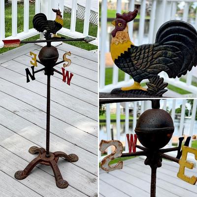 Cast Iron Garden Rooster Weathervane