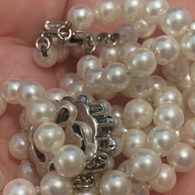 Matching Pearl Necklace & Bracelet w/14k White Gold