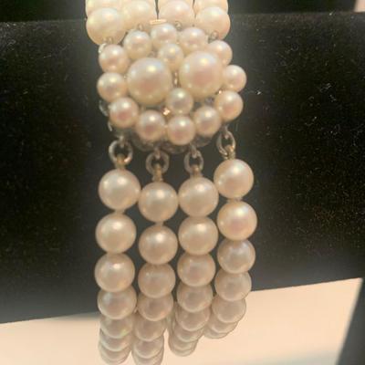 Matching Pearl Necklace & Bracelet w/14k White Gold