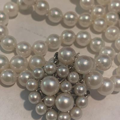 Matching Pearl Necklace & Bracelet w/14k White Gold