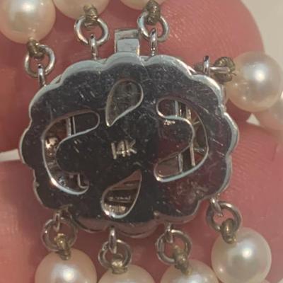 Matching Pearl Necklace & Bracelet w/14k White Gold