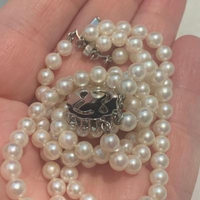 Matching Pearl Necklace & Bracelet w/14k White Gold