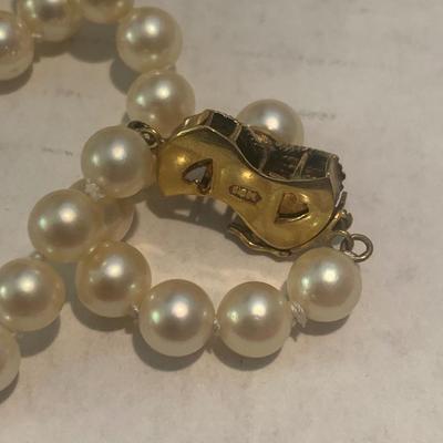 22” Pearl Necklace 14k Yellow Gold Clasp