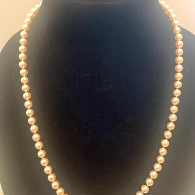 22” Pearl Necklace 14k Yellow Gold Clasp