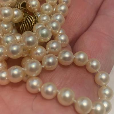 22” Pearl Necklace 14k Yellow Gold Clasp