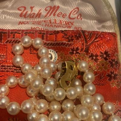 22” Pearl Necklace 14k Yellow Gold Clasp
